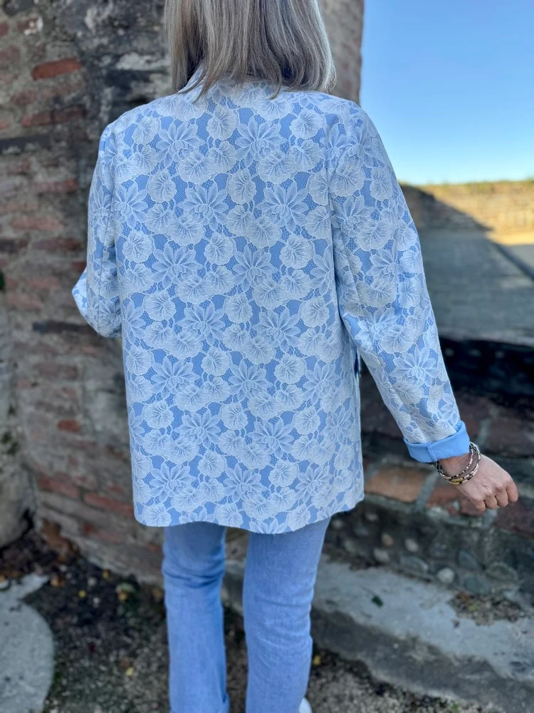 Veste tailleur dentelle Alissa bleu