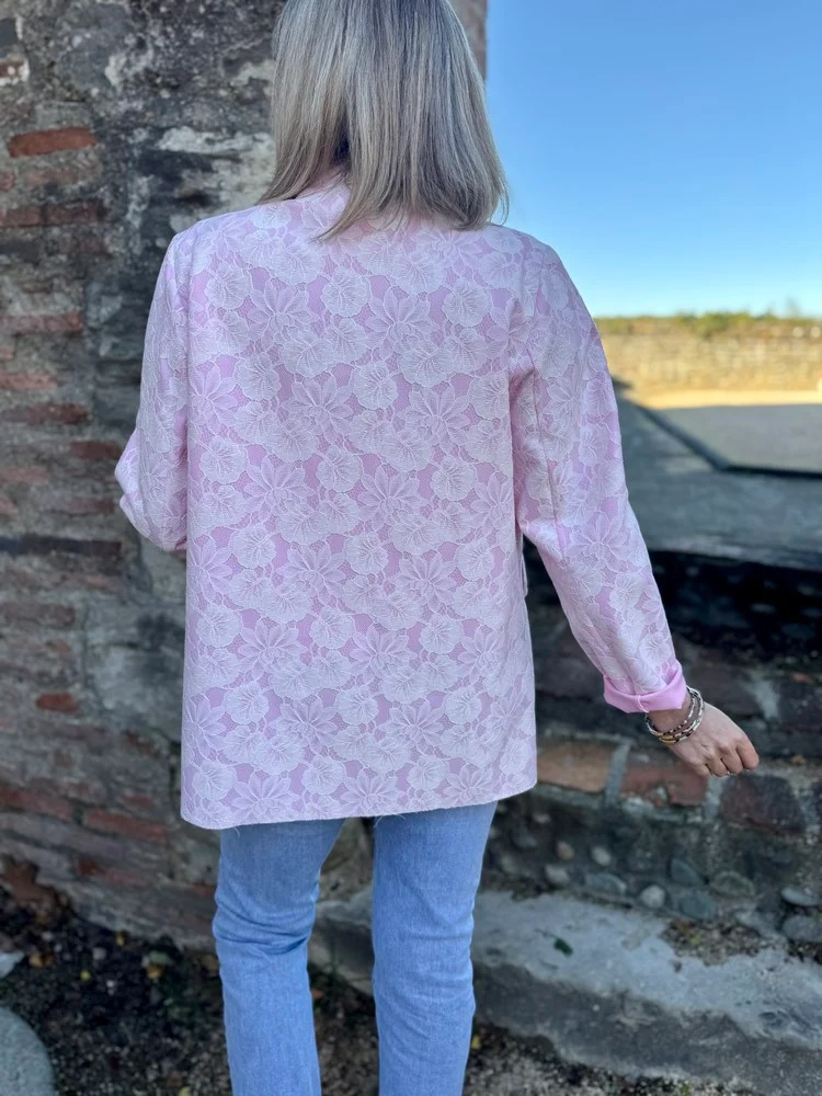 Veste tailleur dentelle Alissa rose