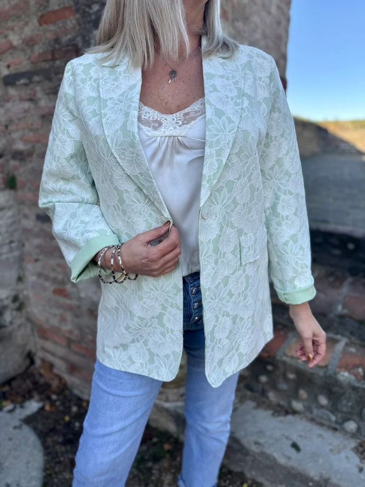 Veste tailleur dentelle Alissa vert