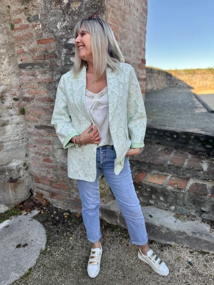 Veste tailleur dentelle Alissa vert