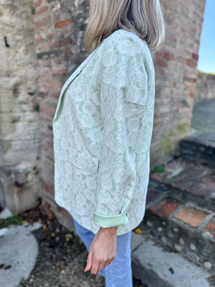 Veste tailleur dentelle Alissa vert