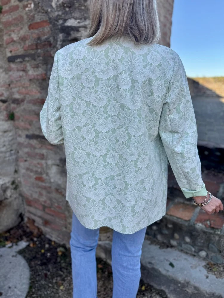 Veste tailleur dentelle Alissa vert