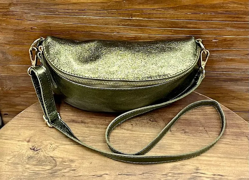 Banane Tosca M/L en cuir vert olive