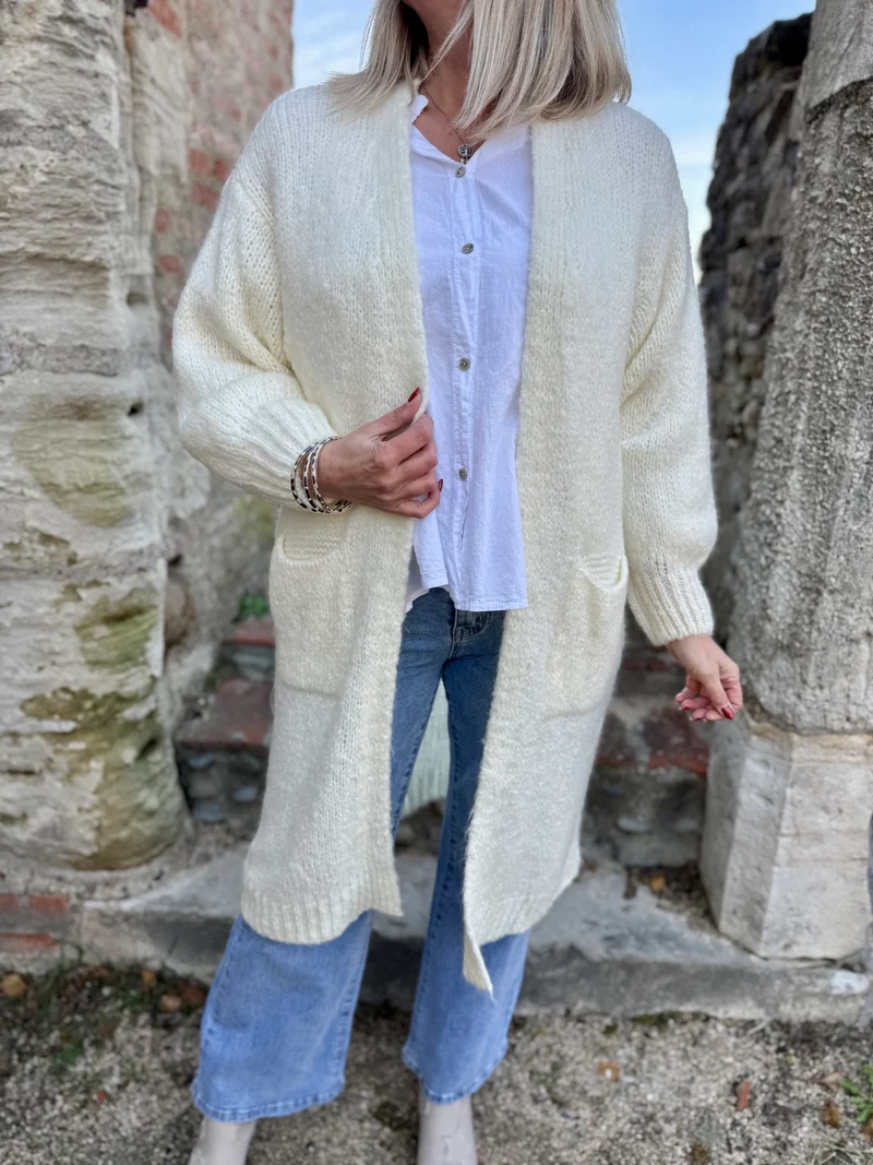 Gilet long Felipo ivoire