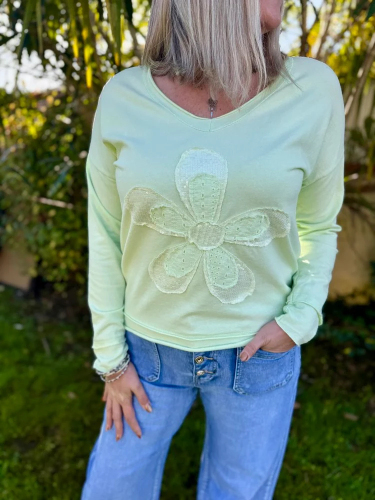Teeshirt manches longues Margaux anis