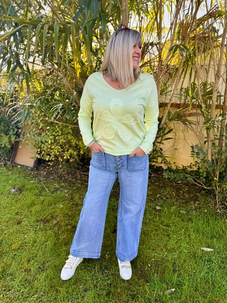 Teeshirt manches longues Margaux anis