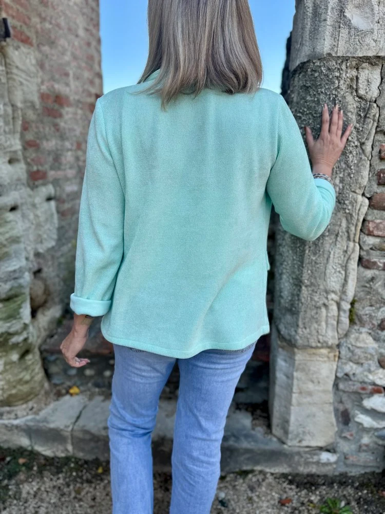 Veste tailleur en velours Sandra vert menthe