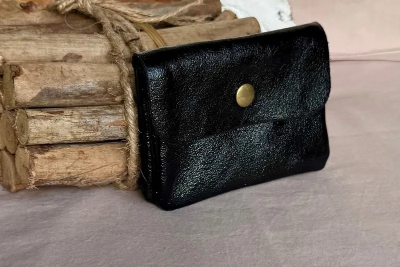 Porte monnaie Paco en cuir noir