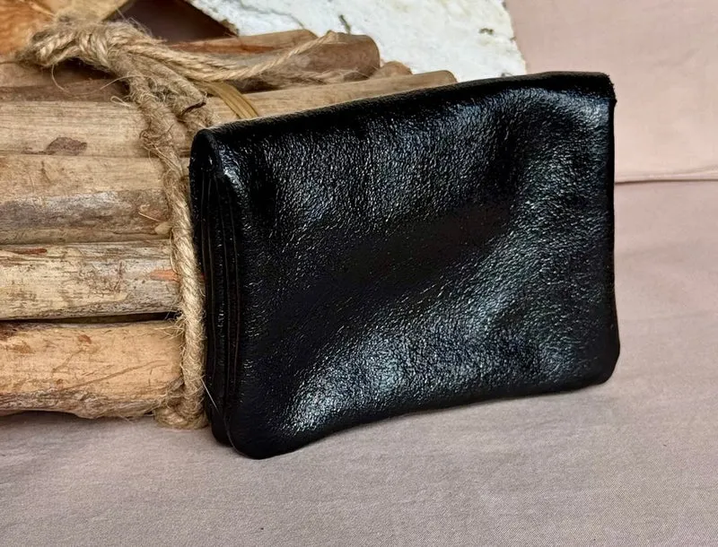 Porte monnaie Paco en cuir noir