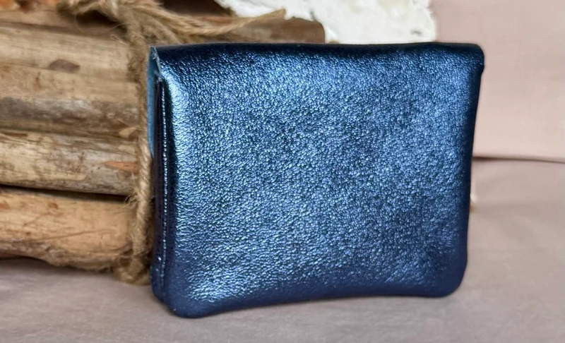 Porte monnaie Paco en cuir bleu