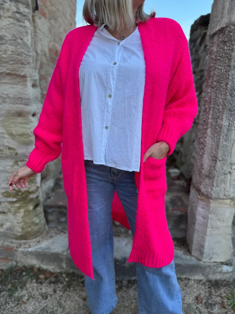 Gilet long Felipo fuchsia