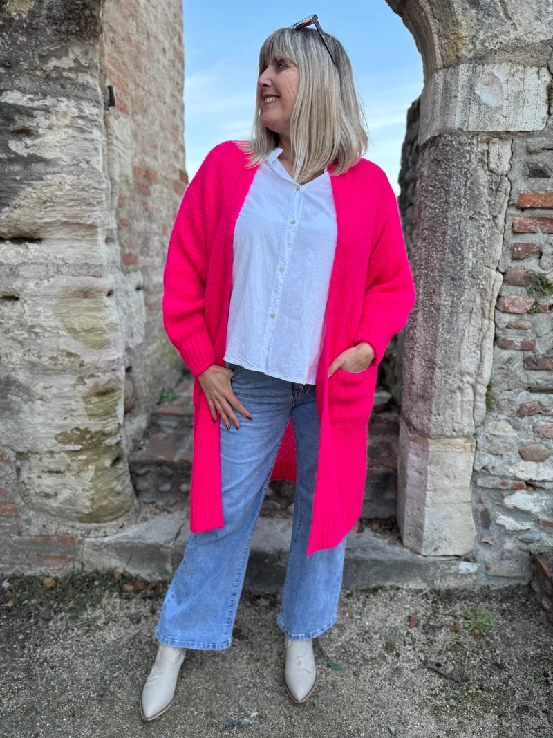 Gilet long Felipo fuchsia