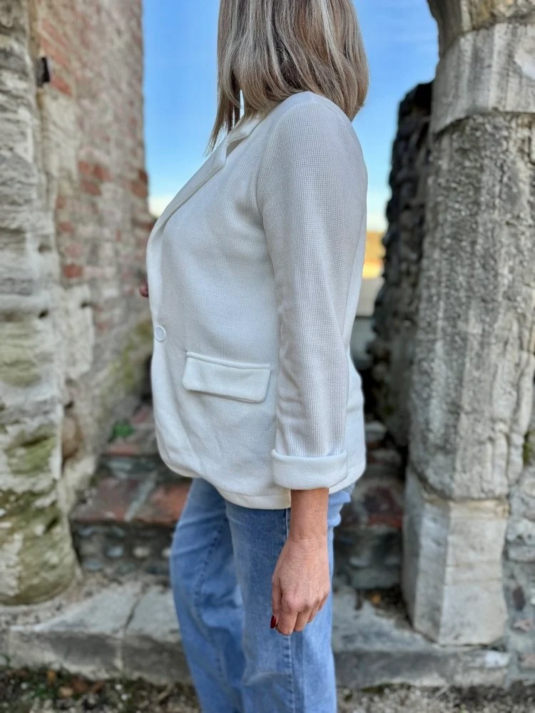 Veste tailleur en velours Sandra blanc