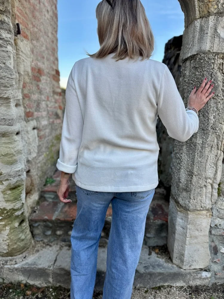 Veste tailleur en velours Sandra blanc
