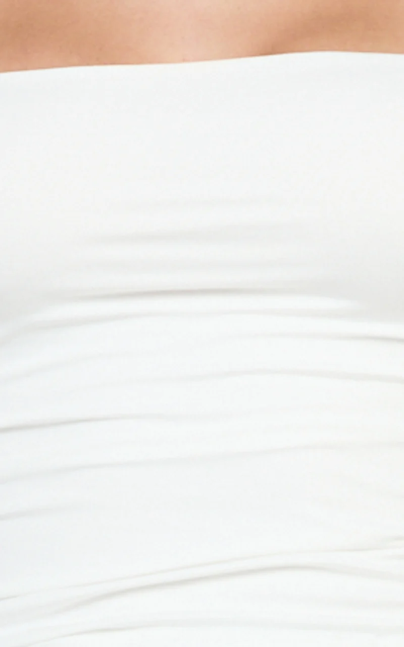 Seraphina Top - Square Neck Gathered Waist Top in Off White