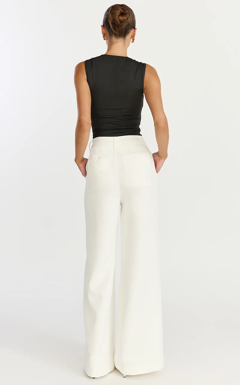 Seraphina Top - Square Neck Gathered Waist Top in Black
