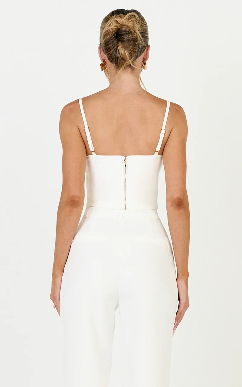 Liora Top - Pin Tucked Scoop Neck Top in White