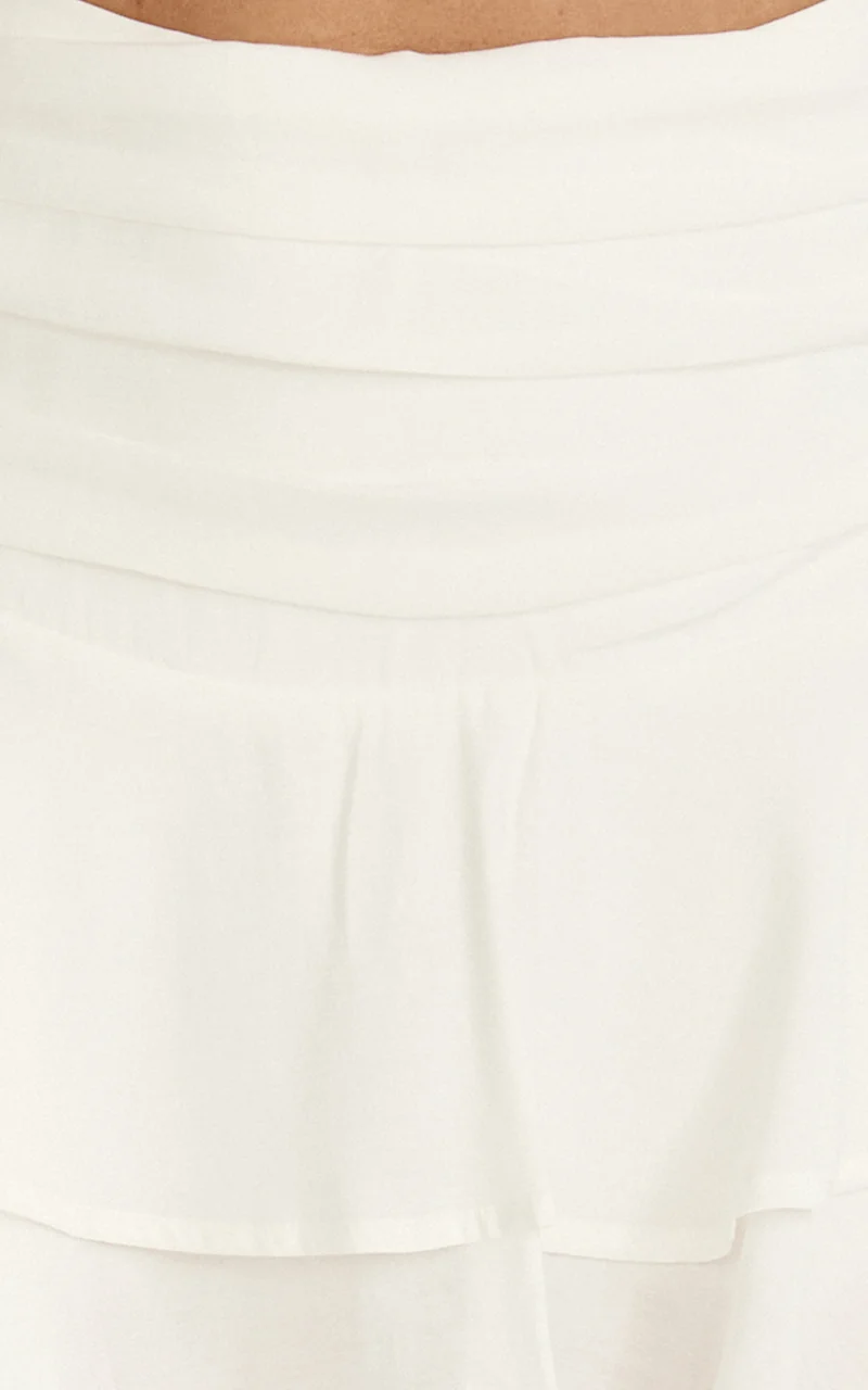 Iris Skort - Ruffle Tiered Mini Skort in White