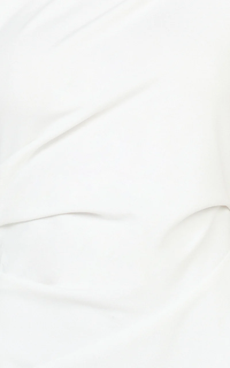 Visenta Midi Dress - Asymmetrical Sleeve Dress in White