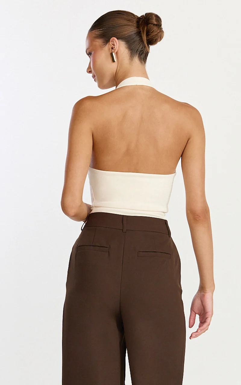 Rachel Top - Halter Fitted Top in Cream
