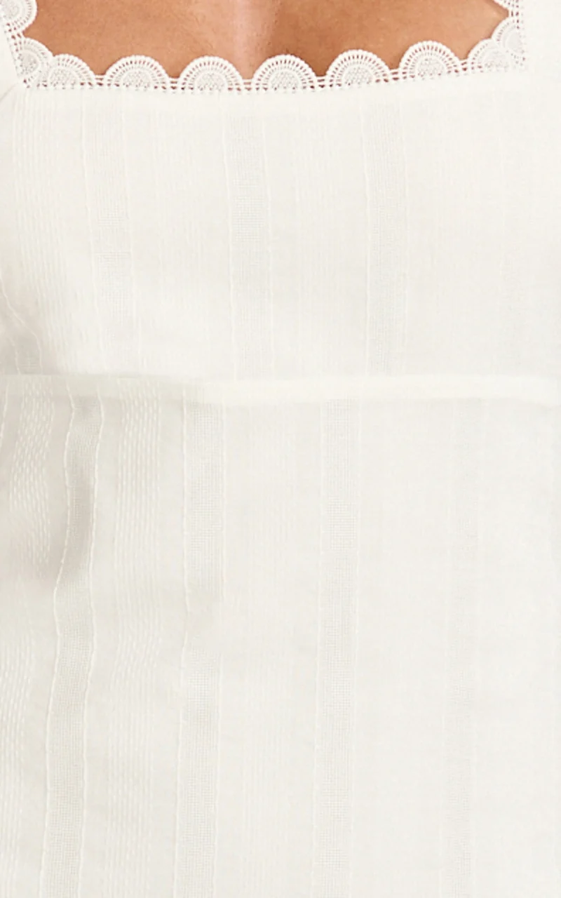 Roxanne Midi Dress - Square Neck Fit And Flare Dress in White