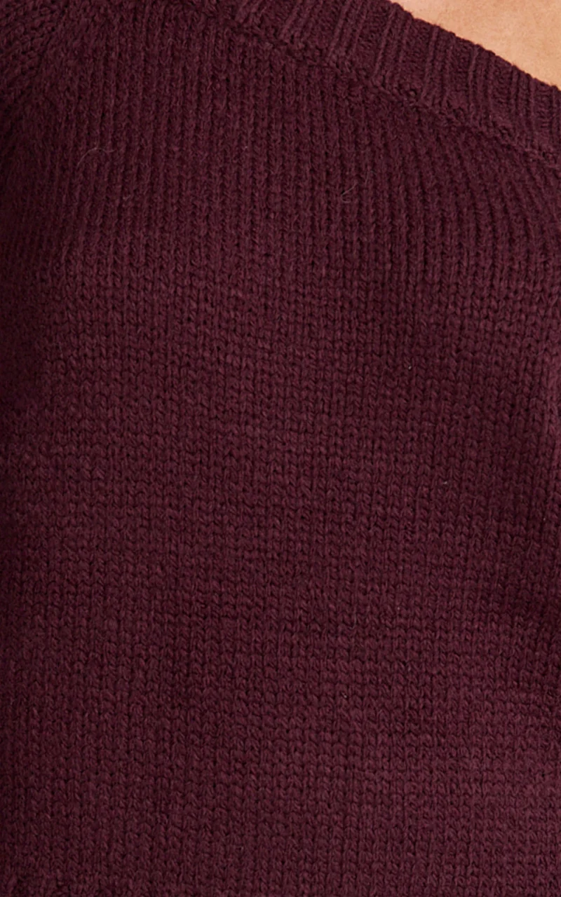 Erin Jumper - Cable Knit Off Shoulder Jumper in Wine