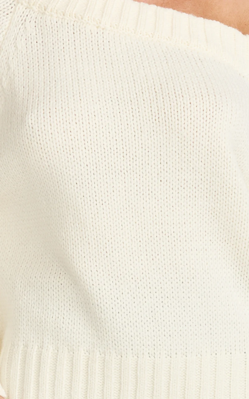 Erin Jumper - Cable Knit Off Shoulder Jumper in Cream