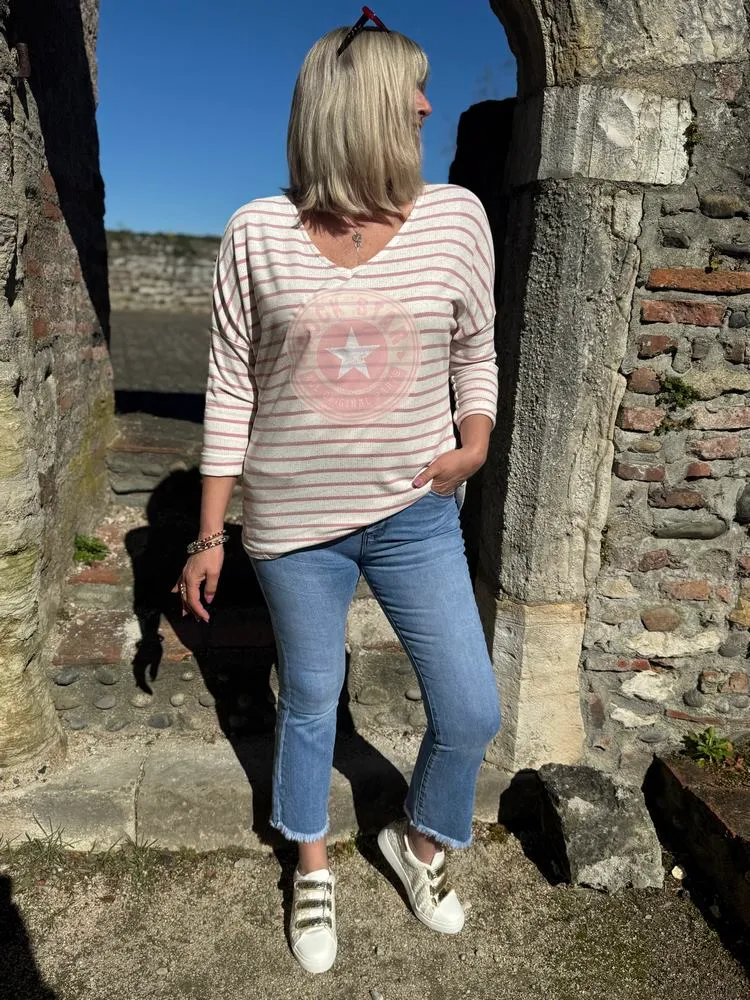 Teeshirt loose Rock Star vieux rose