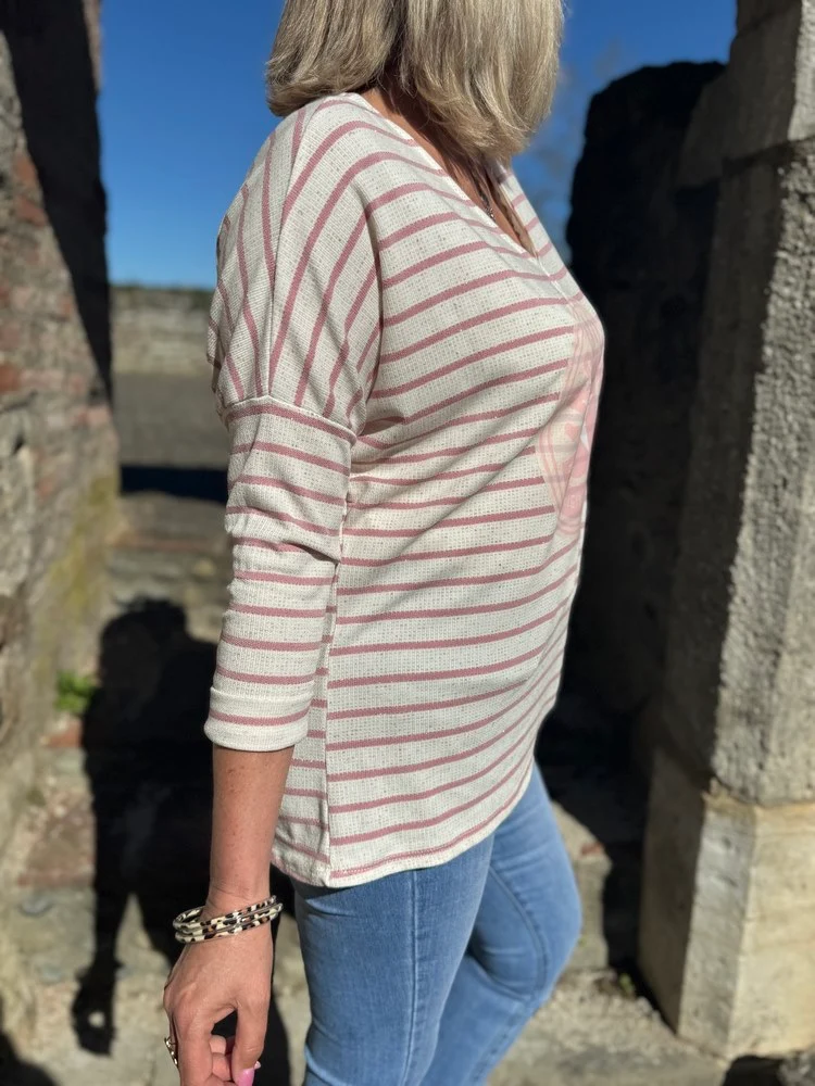 Teeshirt loose Rock Star vieux rose