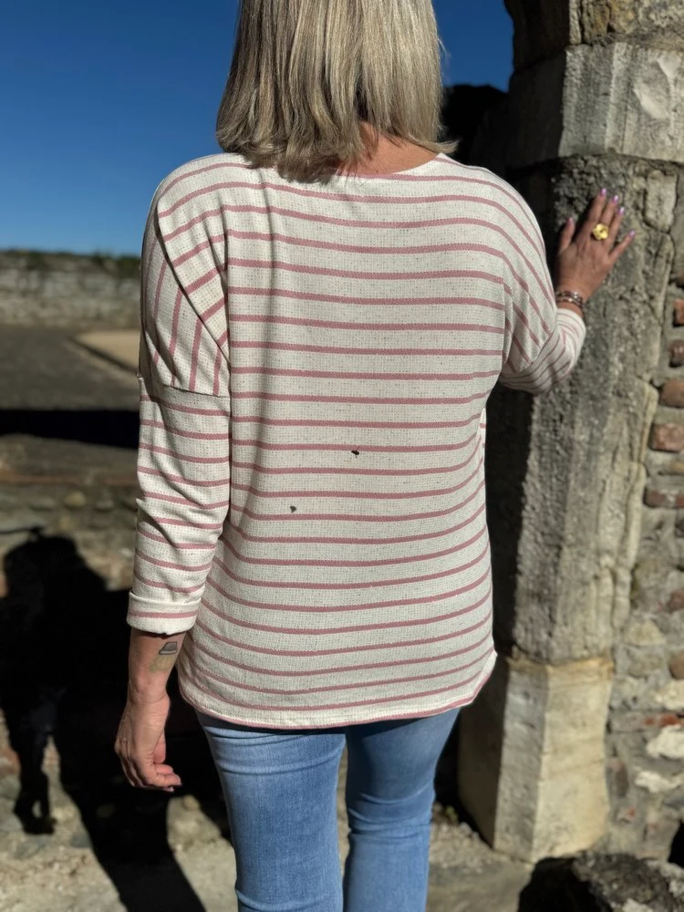 Teeshirt loose Rock Star vieux rose