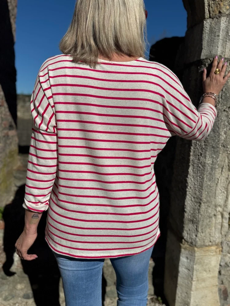 Teeshirt loose Rock Star framboise