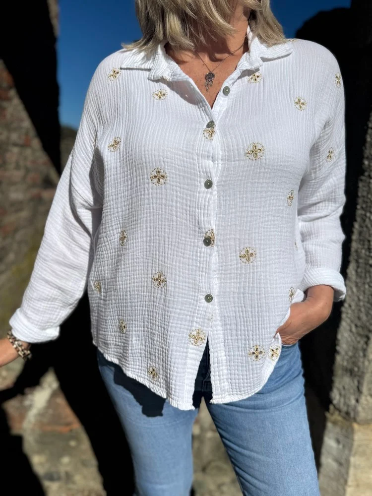 Chemise brodée Louisa blanc