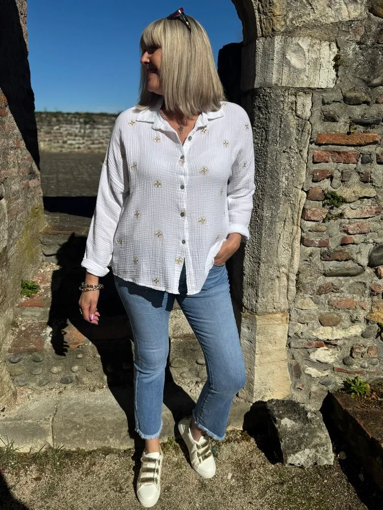 Chemise brodée Louisa blanc