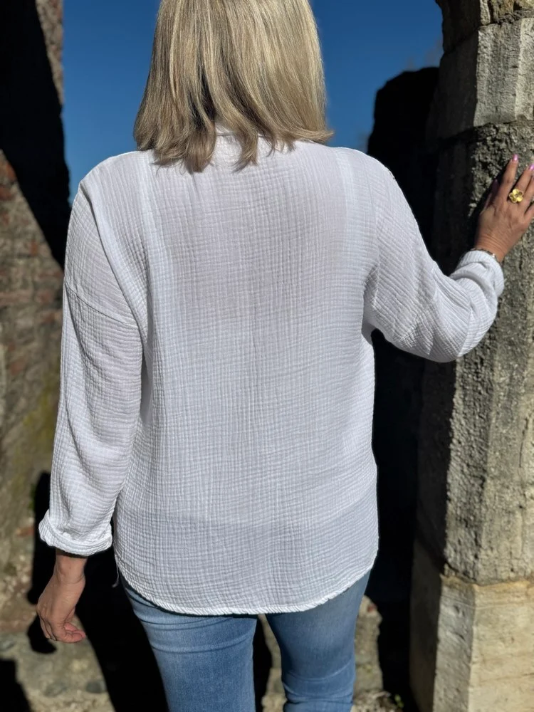 Chemise brodée Louisa blanc