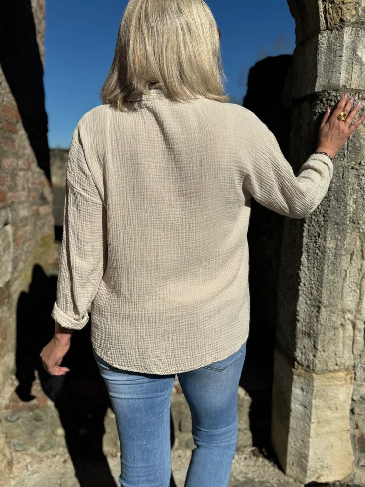 Chemise brodée Louisa beige