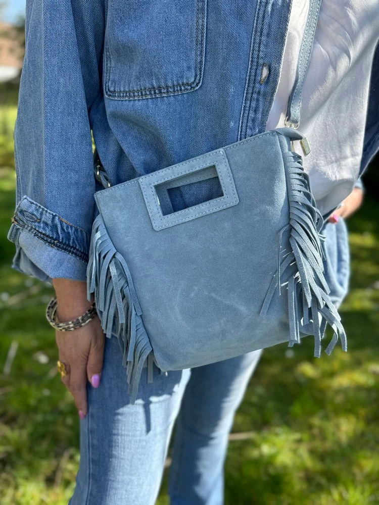 Sac en cuir Luciano bleu jean