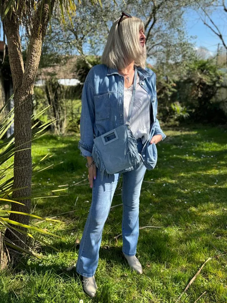 Sac en cuir Luciano bleu jean