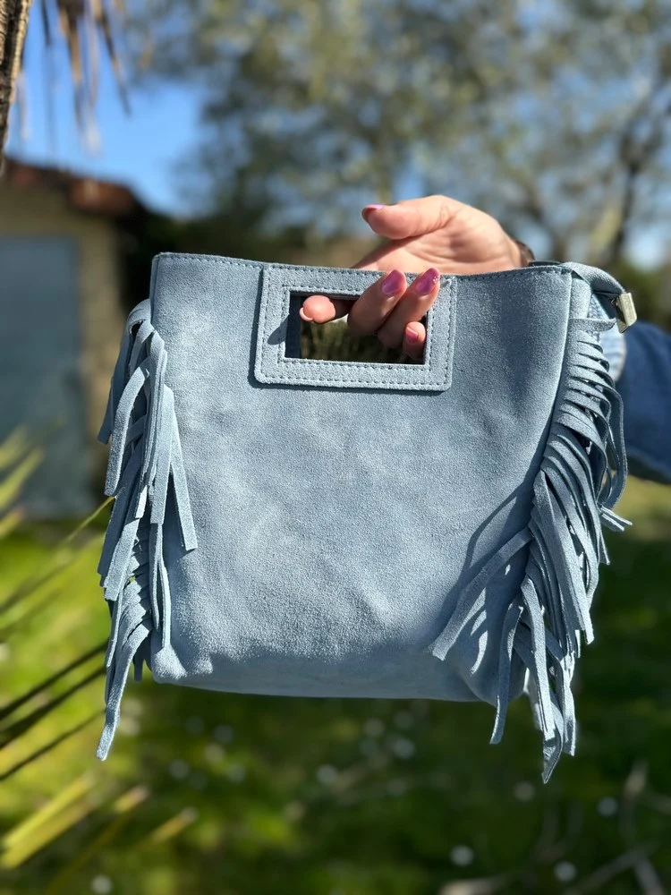 Sac en cuir Luciano bleu jean