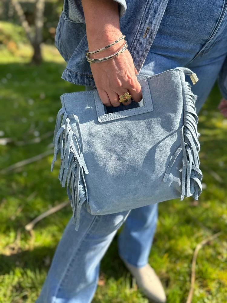 Sac en cuir Luciano bleu jean