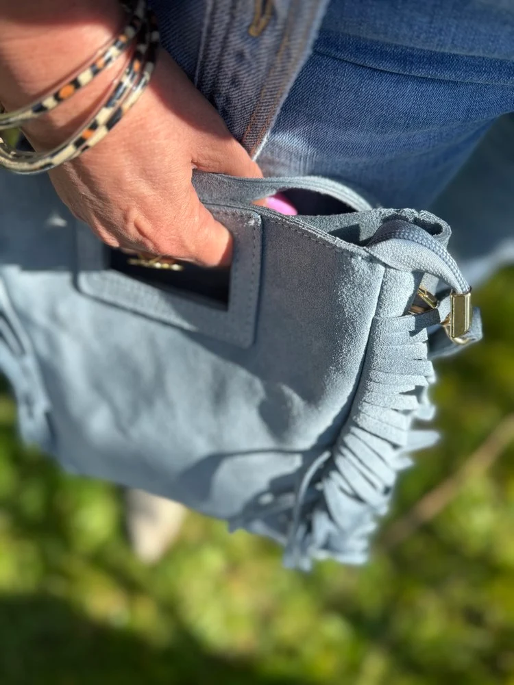 Sac en cuir Luciano bleu jean