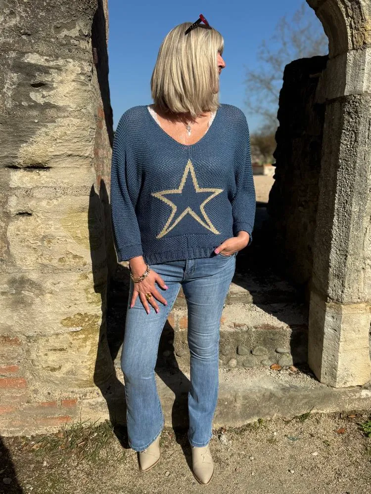 Pull Timéo Etoile bleu jean foncé