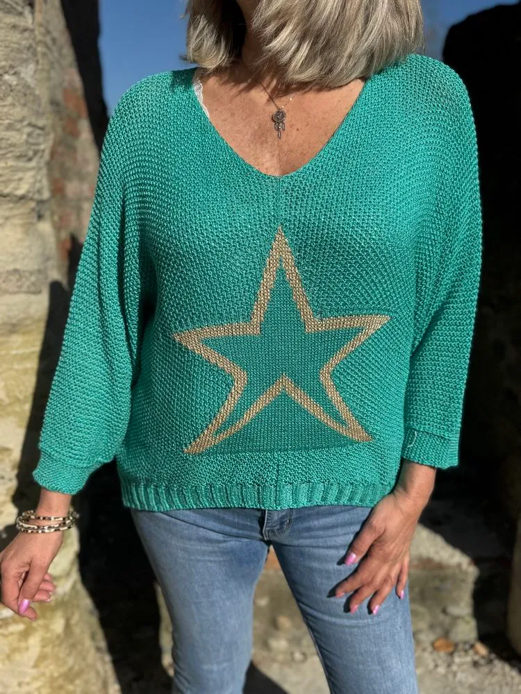 Pull Timéo Etoile bleu lagon