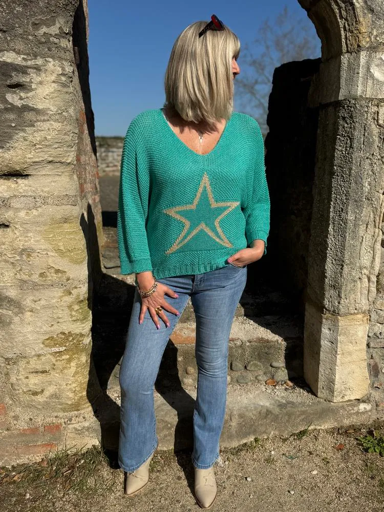 Pull Timéo Etoile bleu lagon