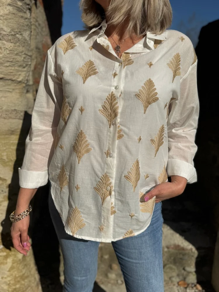 Chemise brodée Chloé beige