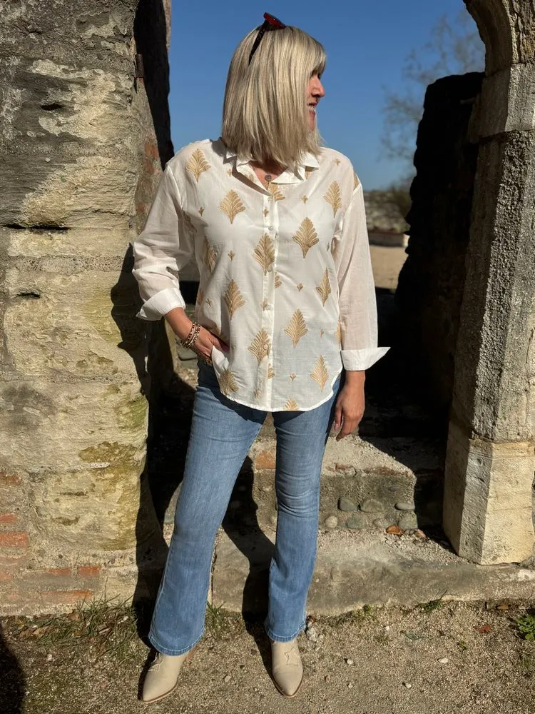 Chemise brodée Chloé beige