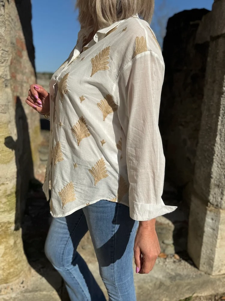 Chemise brodée Chloé beige