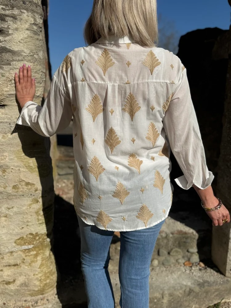 Chemise brodée Chloé beige