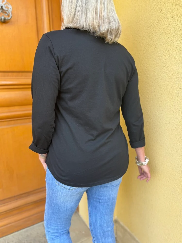 Teeshirt manches longues Poisson noir
