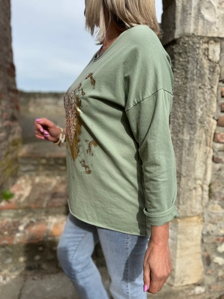Sweat Coeur kaki