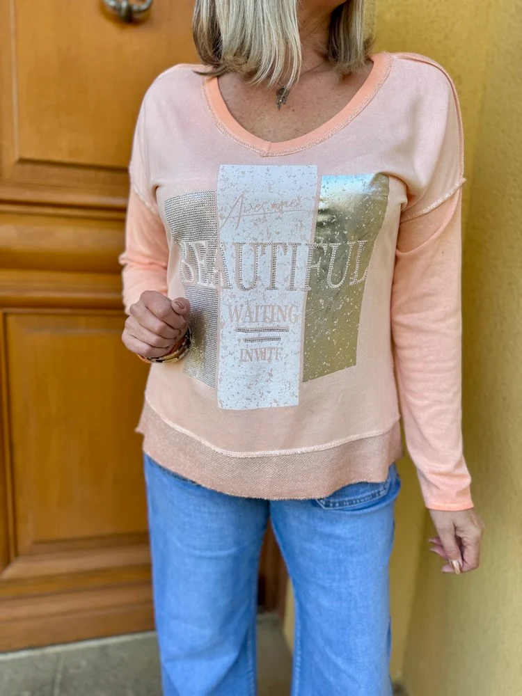 Teeshirt manches longues Sandro orange acidulé
